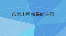 微信小程序是啥意思 小程序是啥意思 微信小程序是啥意思 小程序是啥意思