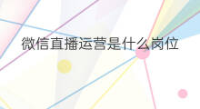 微信直播运营是什么岗位 微信私域运营是什么 微信直播运营是什么岗位 微信私域运营是什么