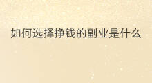 如何选择挣钱的副业是什么 手机挣钱的副业是什么职业