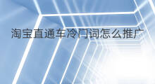 淘宝直通车冷门词怎么推广 淘宝怎么查直通车词