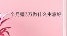 一个月赚3万做什么生意好 上海做什么一个月能赚3万
