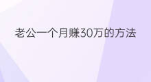 老公一个月赚30万的方法 老公一个月赚30万怎样