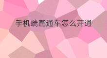 手机端直通车怎么开通 手机端可以开通直通车吗