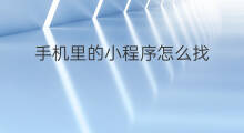 手机里的小程序怎么找 里的小程序怎么制作