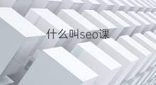 什么叫seo课 什么叫seo