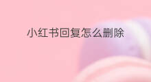 小红书回复怎么删除 小红书宠物怎么删除