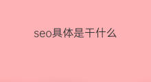 seo具体是干什么 seo干什么