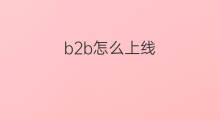 b2b怎么上线 b2b分类b2