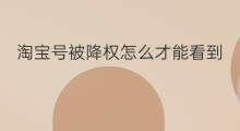 淘宝号被降权怎么才能看到 淘宝号降权商家能看到吗