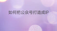 如何把公众号打造成IP 如何打造ip起号