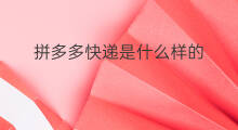 拼多多快递是什么样的 拼多多什么快递