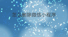 怎么删除微信小程序 微信小程序功能怎么删除