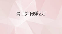 网上如何赚2万 如何最快赚2万