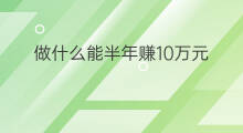 做什么能半年赚10万元 做什么能半年赚3万元