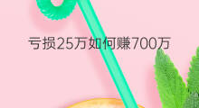 亏损25万如何赚700万 亏损95万怎么赚270万