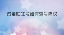 淘宝旺旺号如何查号降权 淘宝怎么查号降权 淘宝旺旺号如何查号降权 淘宝怎么查号降权
