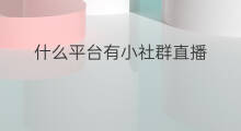 什么平台有小社群直播 什么平台有小社群卖