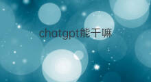 chatgpt能干嘛(chatgpt干嘛用的)