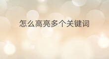 怎么高亮多个关键词 如何统计输入多个关键词