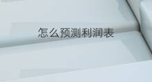怎么预测利润表 利润表种类