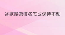 谷歌搜索排名怎么保持不动 谷歌搜索排名技巧