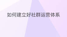 如何建立好社群运营体系 如何建立好社群运营团队