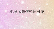 小程序微信如何开发 微信如何开发小程序