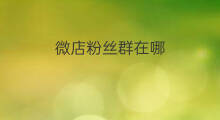 微店粉丝群在哪 微店的群群在哪