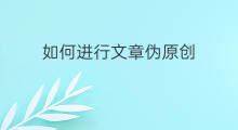 如何进行文章伪原创 怎样进行文章伪原创